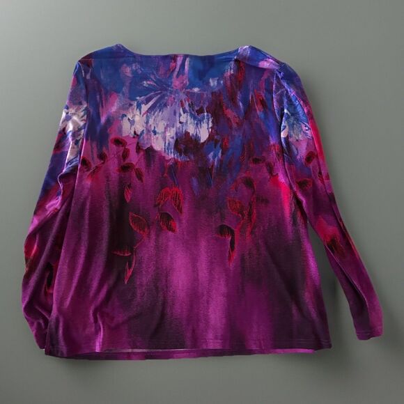 Bob Mackie Wearable Art Purple Pink Floral Tunic Size Large Vintage 90s Eclectic - Picture 2 of 7